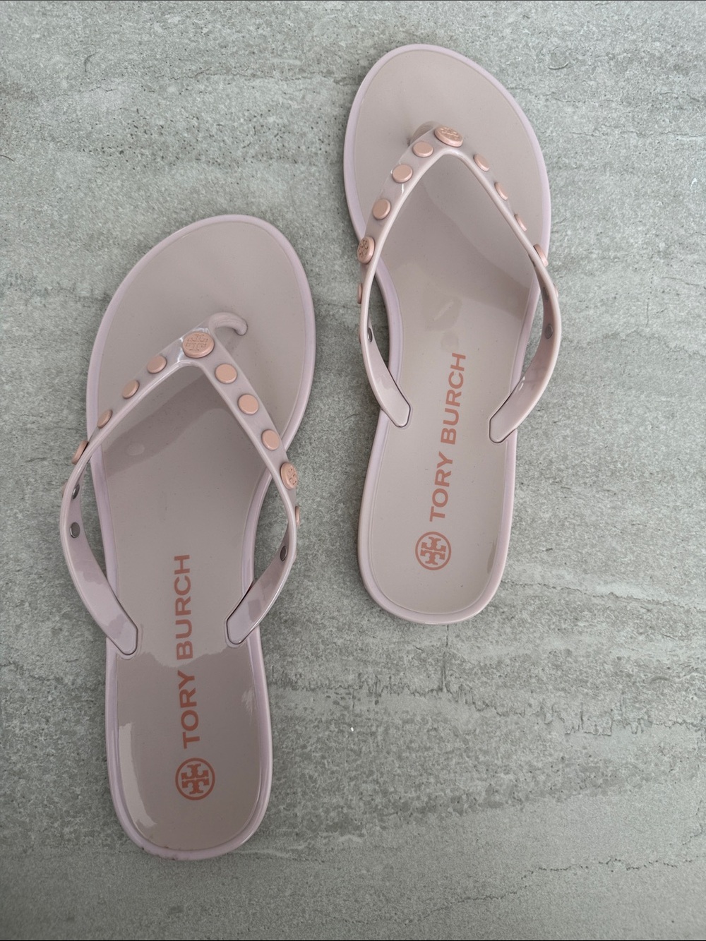 Tory Burch Blush Pink Jelly Stud Flip Sandals